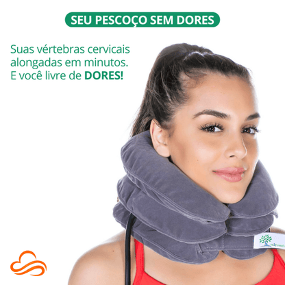 Alongador de Pescoço Inflável Kajopineck – Tração Cervical, Descompressão de Discos e Alívio da Dor de Cabeça