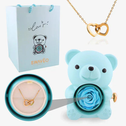 Eternal Rose Bear with Engraved Necklace