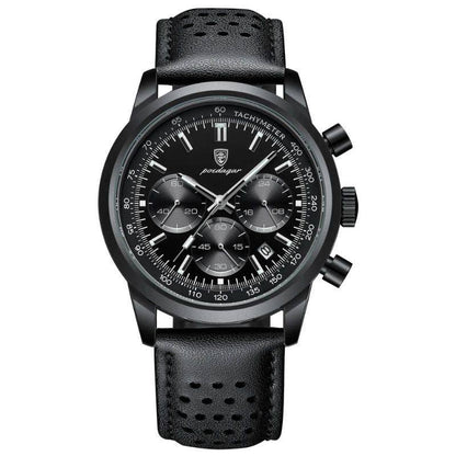 Herren Edelstahl-Uhr mit schickem Lederarmband | Orion