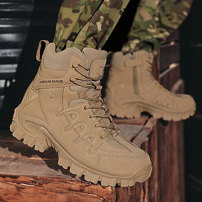 Herren-Kampfstiefel wasserdicht, rutschfest, Wanderstiefel, durchtrittsicher, verstauchungssicher, Arbeitsstiefel