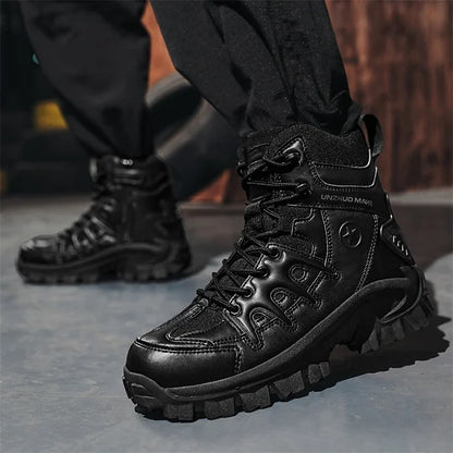 Herren-Kampfstiefel wasserdicht, rutschfest, Wanderstiefel, durchtrittsicher, verstauchungssicher, Arbeitsstiefel