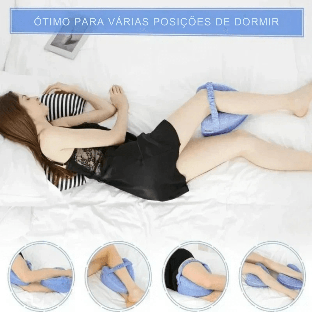 Almofada de Memória para Pernas – Alinhamento Coluna, Alívio Dores Joelho e Ciática, Uso Lateral