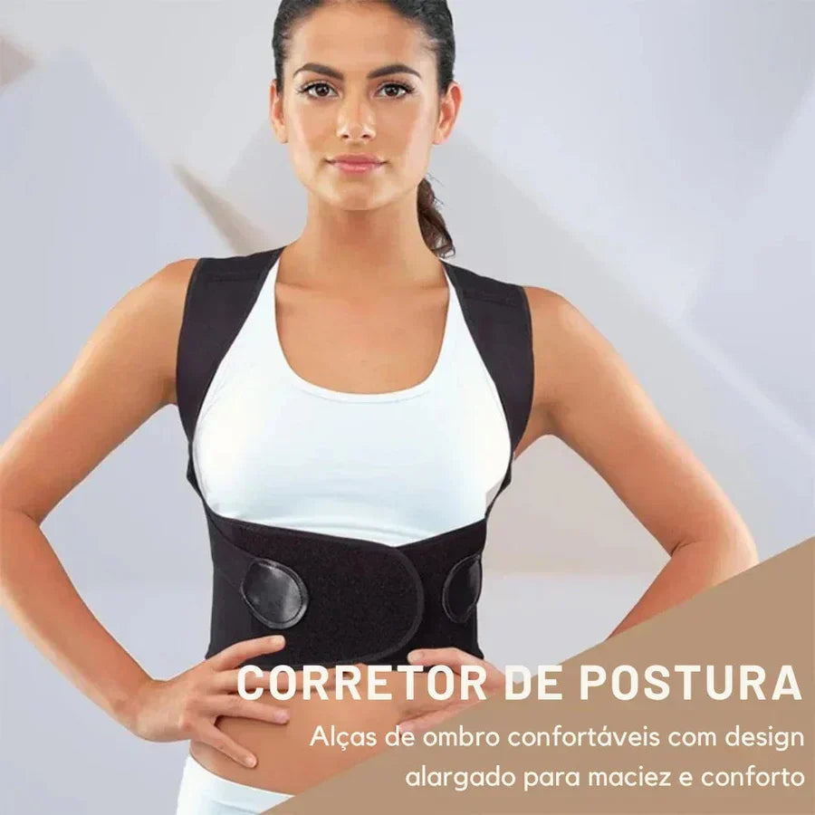 Corretor Postural Ajustável Unissex – Alívio Dores Costas, Suporte de Ombro e Coluna