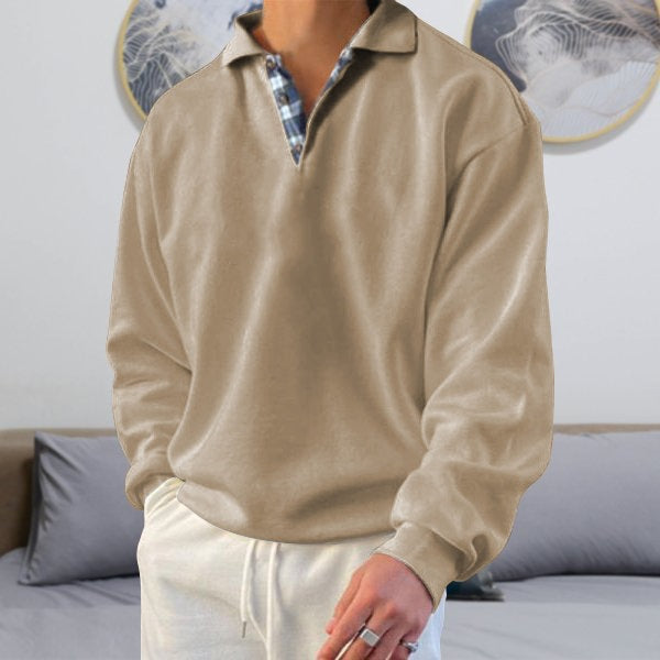 Bruno - Herren Langarm-Hoodie mit V-Ausschnitt