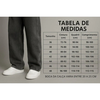 Calça Balão Jeans Masculina Bag Boca Larga Streetwear Reta